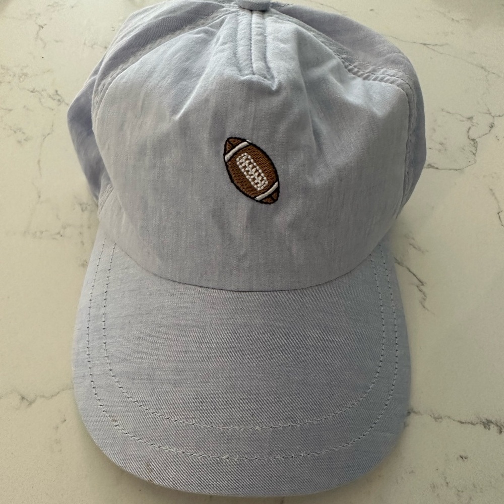 Embroidered Football Chapel Hill Blue Chambray Baseball Cap Bella Bliss Hat NWT
